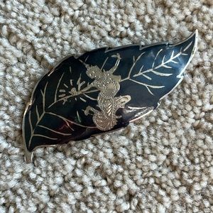 Sterling Silver Siam Nielloware Lightening Goddess Brooch